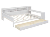Wooden Full Size Daybed with Storage Shelves, Multi-functional Bed with Two Storage Drawers and 34590533
