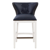 Macon Midnight Blue Faux Leather and White Wood Counter Stool B050P364431