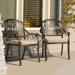 ZUN Set of 2 Cast Aluminum Patio Dining Chairs with Cushions, Stackable Outdoor Bistro Chairs for 96662218