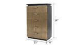 ZUN Modern Style 5-Drawer Chest Made With Mango Wood and Finished with Brass Metal B009128311