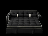 Modern 55.5" Pull Out Sleep Sofa Bed 2 Seater Loveseats Sofa Couch with side pockets, Adjsutable W119368698
