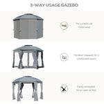 ZUN 144x144 Inch Round Outdoor Gazebo, Patio Dome Gazebo Canopy Shelter with Double Roof, Netting 20014471