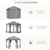 ZUN 144x144 Inch Round Outdoor Gazebo, Patio Dome Gazebo Canopy Shelter with Double Roof, Netting 20014471