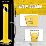 ZUN Safety Bollard Post, 48 Inch Height Steel Bollards, 4.5 Inch Diameter Parking Bollard, Yellow Powder 01070866