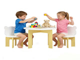 Kids Table and Chair Set, 3-Piece Toddler Table with 2 Chairs, Cute Bear-Back Chairs, Sturdy Wooden 24776717