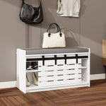 ZUN Modern Shoe Storage Bench, 2-Tier Entryway Bench with 2 Sliding Barn Doors & Full Soft Removable W282P224756