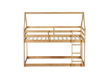 Twin over Twin Rubber Wood Floor Bunk Bed, with ladder,Guardrails,House-Shaped-Bunk Bed,White oak W504P206866