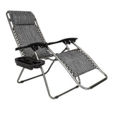 ZUN Infinity Zero Gravity Chair Pack 2, Outdoor Lounge Patio Chairs with Pillow and Utility Tray 81629870