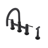 Double Handle Bridge Kitchen Faucet with Side Spray W122581047