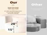 Modern Floor Sofa with 2 Pillows,Convertible Teddy Fabric Foam-Filled Sleeper Sofa Bed,15" Twin Size 62134147