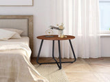 Outdoor Side Table with Imitation Wood Tabletop, Weather Resistant Patio Side Table, Round Outdoor 89796304