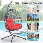 ZUN Egg Chair with Stand Indoor Outdoor Swing Chair Patio Wicker Hanging Egg Chair Hanging Basket Chair W87437580