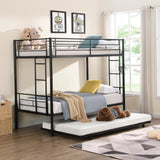 Twin Over Twin Metal Bunk Bed with trundle Black W2297P293753