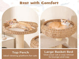 41 Inch Hand-Woven Water Hyacinth Cat Tree, 3 Sisal Scratching Posts Multi-Level Activity Center for 95559843