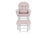Mason Glider and Ottoman White Wood and Pink Fabric B02263776