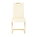 ZUN Modern Light Yellow PU dining chair Living room chair Upholstered chair, gold metal chair leg W210P179895