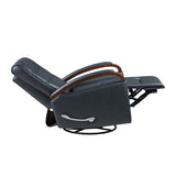 1pc Swivel Gliding Recliner Faux Leather Upholstered Solid Rubberwood Arms Luxurious Living Room B011P329243