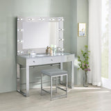 Light Grey Upholstered Square Vanity Stool B062P145504