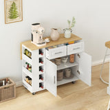 ZUN Multi-Functional Kitchen Island Cart with 2 Door Cabinet and Two Drawers,Spice Rack, Towel Holder, 70998912