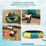 10 Feet Floating Water Trampoline - 330 lbs Capacity, Durable PVC/Oxford Cloth, with 500W Inflator & 39663320