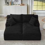 Compressible double chaise lounge with cupholders - No Assembly Required, Fluffy Modern Sleeper W2339P346397
