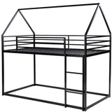 Twin over Twin House Bunk Bed with Built-in Ladder,Black WF283080AAB