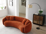 102'' 5-Seater Boucle Sofa Modern Sectional Half Moon Leisure Couch Curved Sofa Teddy Fleece Orange W87694859