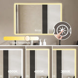 48*32in LED Framed Bathroom Vanity Mirror, Aluminum Frame with 45&deg Beveled Angle Beveled Lights, 3 W2709P268900