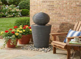 31.5"H Tall Striped Concrete Column Fountain-LED Light,Shadow Ambiance Maker for Modern Outdoor N765P324550G
