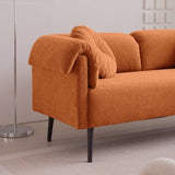 68.5" Modern Lamb Wool Sofa With Decorative Throw Pillows for Small Spaces 03215478
