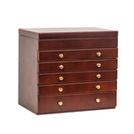 ZUN Large Jewelry Organizer Wooden Storage Box 6 Layers Case with 5 Drawers, Brown 17065798