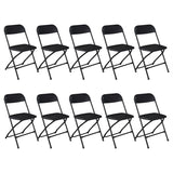 ZUN 10pcs Injection Molding Classic Garden Plastic Folding Chair Black 60667499