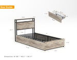 ZUN Twin Bed Frame, Storage Headboard with Charging Station, Solid and Stable, Noise Free, No Box Spring W2129P272269