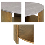 Round Mixed Material Coffee Table with Shelf B035P217812