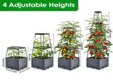4 Adjustable Height Self-Watering Raised Planter Box with Trellis, Built-in 2L Water Reservoir PP 60198238