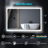 ZUN 48 * 36 Inch LED Backlit Mirror Bathroom with Light,Anti-Fog,Dimmable,Lighted 69269745