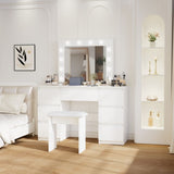 Large White Vanity Tables with Mirror and Light W2139P179891