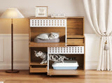Modern 2 IN 1 Cat Furniture, Cat Litter Box Enclosure Side Table, Cat House with Storage, for 2 N752P394342D