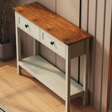 Farmhouse Style Console Table 2 Drawer and Bottom Storage Shelf for Entryway, Rustic Side Table W2557P191364