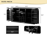 U-Style 47.2" Counter Height Table with Foldable Top & Power Outlet, Sideboard Buffet Cabinet & Bar N711P437715B
