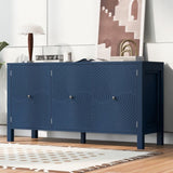 U_STYLE Sideboard with Curved Swirl Patterned Doors and Artistic Three-Door Design,Suitable for N711P178411V