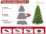 7FT Slim Christmas Tree 1180Tips, PEPVC Branches, Hinged Design for Easy Setup, Stable Metal T3637P598496