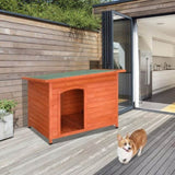 ZUN Waterproof Wood Dog House Pet Shelter Natural Wood Color L 86988362