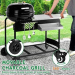 ZUN 110*45*110cm Portable Charcoal Grill with Wheels and Sidetable, Large BBQ Smoker with Adjustable 02203572