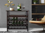Solid Wood 18-Bottle Freestanding Wine Rack with Tabletop and Tray 88515684