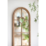 ZUN 24x79" Half-Round Elongated Mirror with Decorative Window Look Classic Architecture Style Solid Fir W2078126755