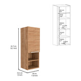 Medicine Single Door Cabinet 32" H, Two Interior Shelves, Two External Shelves, Light Oak B097133166