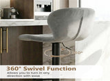 2-Pack Adjustable Height Bar Stools with 360&deg Swivel, Dutch Velvet Upholstered Bar Chai - Gray 69551069