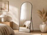 56"x15" Arched Full Length Mirror Freestanding Full Body Floor Mirror, Black 55639654