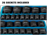 Drive Impact Socket Set,1/2" Drive 26-Piece 12-Point Shallow Metric Socket Set 61787251